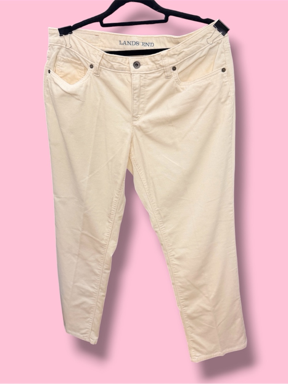 Lands' End White Petite Straight-Leg Corduroy Pants